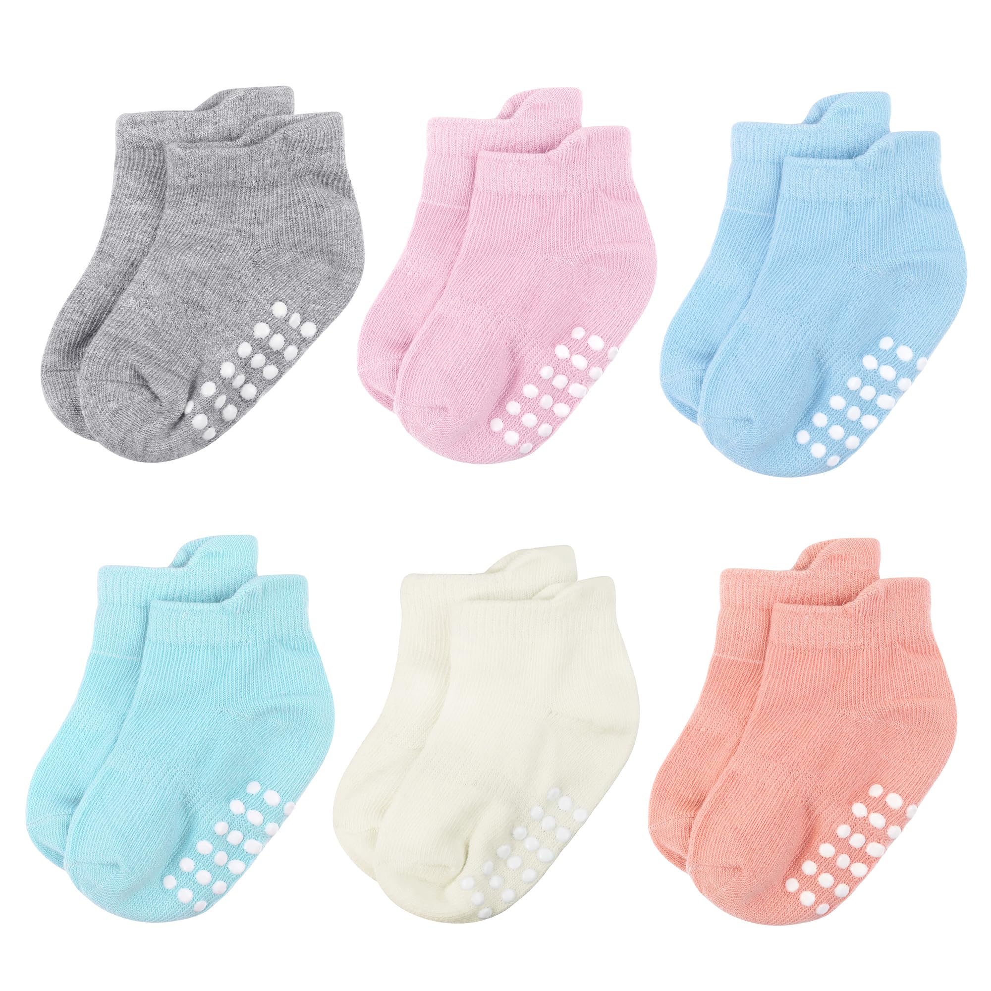 Meias De Bebê Jealkip, Pacote Com 6 Unidades, Algodão Antiderrapante, Para 3 A 10 Anos