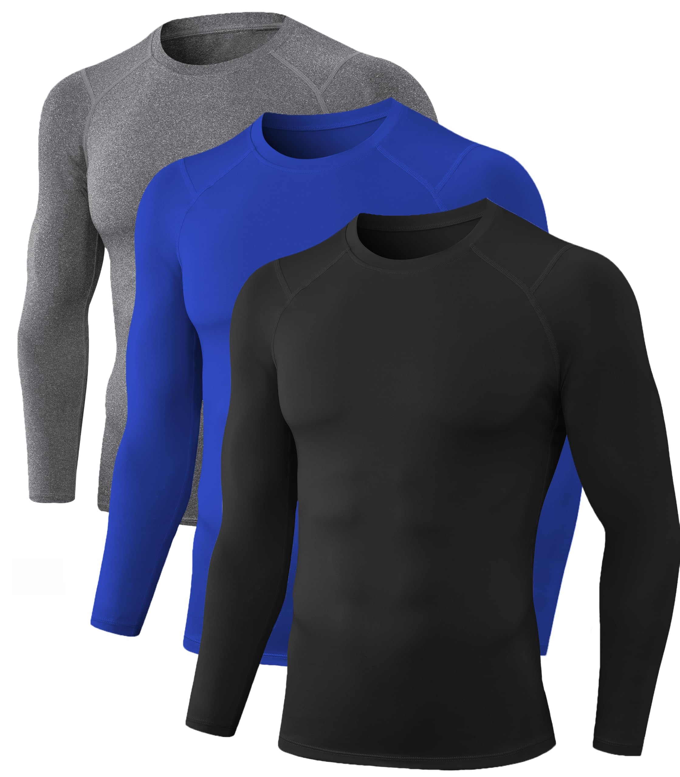 Camisas De Compressão Queerier Para Homens, Pacote Com 3, Manga Comprida