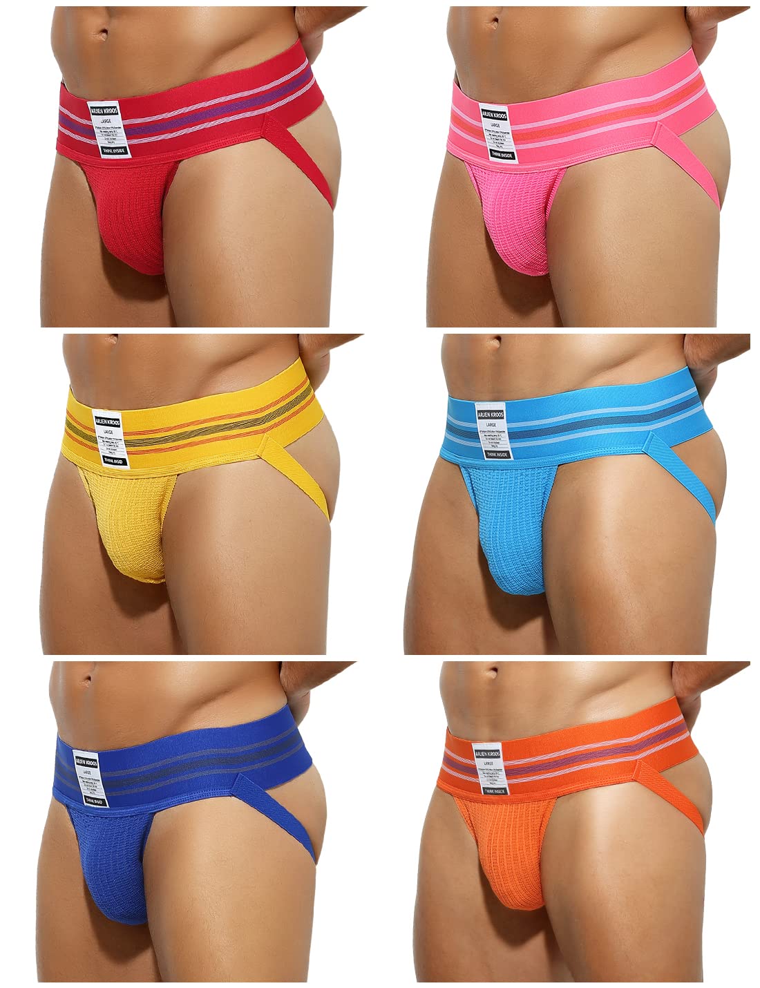 Athletic Supporter Arjen Kroos Jockstrap Para Homens, Pacote Com 6