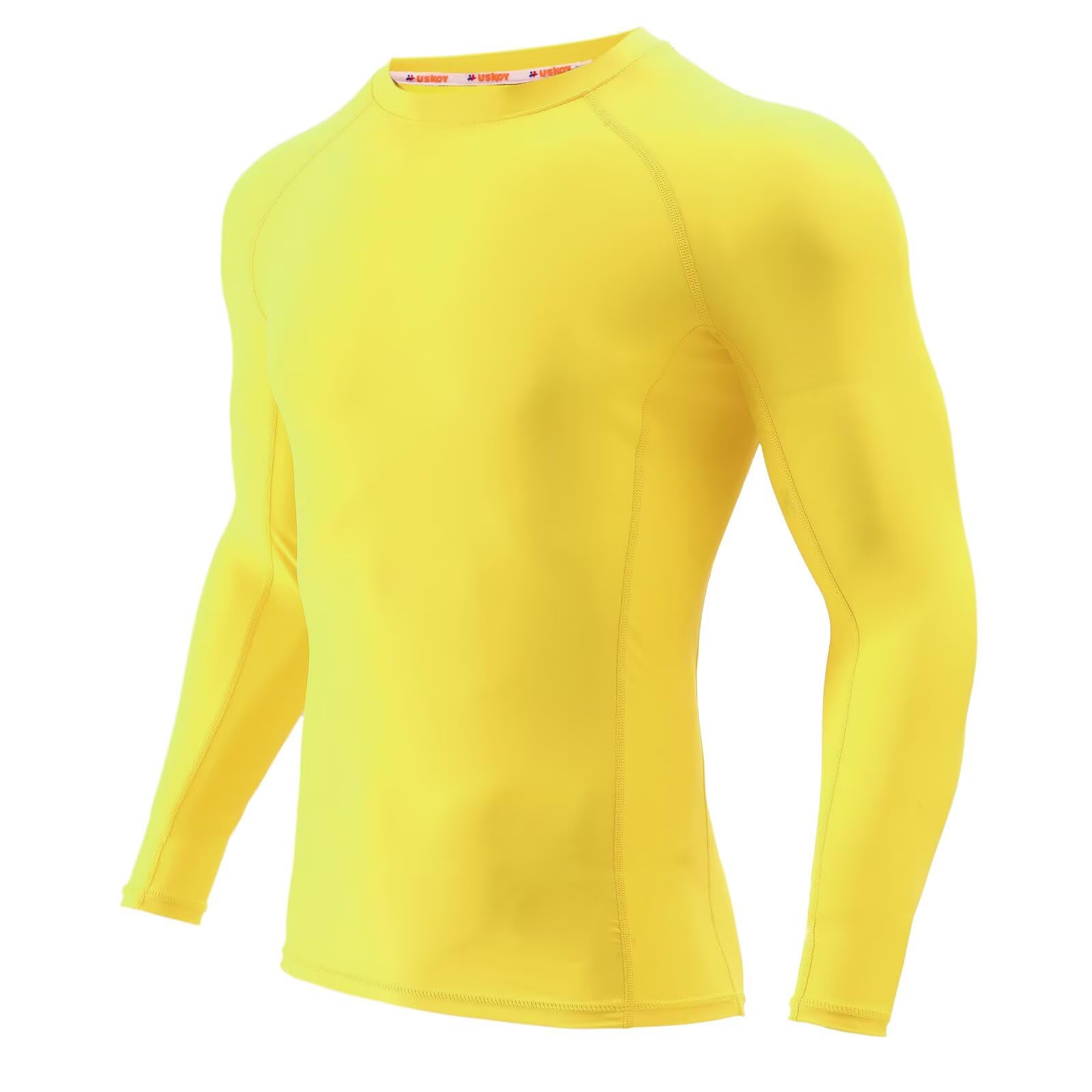 Camada Base De Compressão Masculina Rash Guard Uskoy Upf 50+ Yellow M