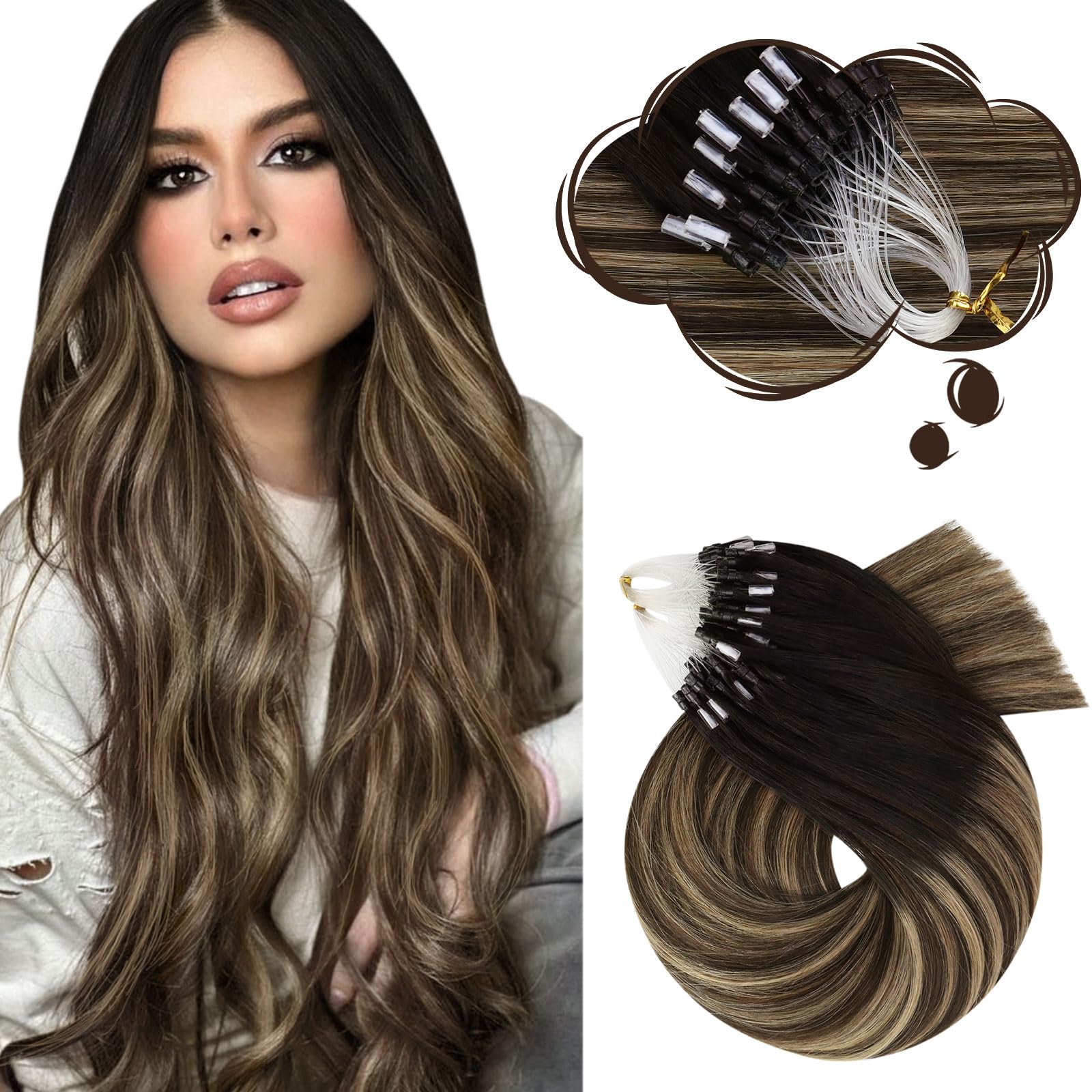 Extensões De Cabelo Moresoo Micro Link Human Hair 14 Polegadas 50g