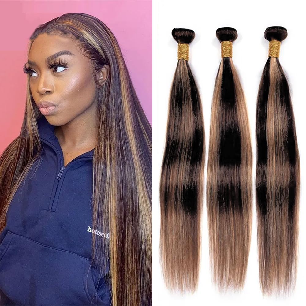 Pacotes De Cabelo Hiaplame P1b/30 Highlight Brown Straight 8a