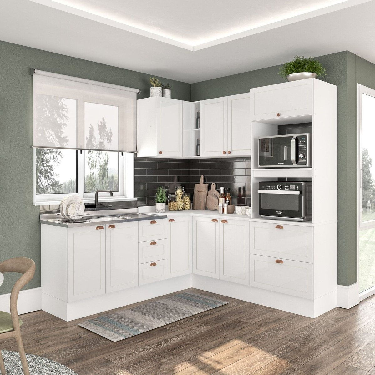 Cozinha 6 Peças Com Rodapé Pérola Yescasa Branco