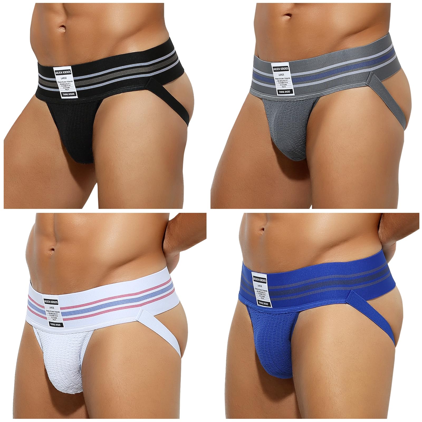Pacote Com 4 Roupas Íntimas Masculinas De Alta Elasticidade Jock Strap Arjen Kroos