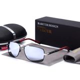 Óculos Polarizados Retangulares Masculinos Design Piloto Prata