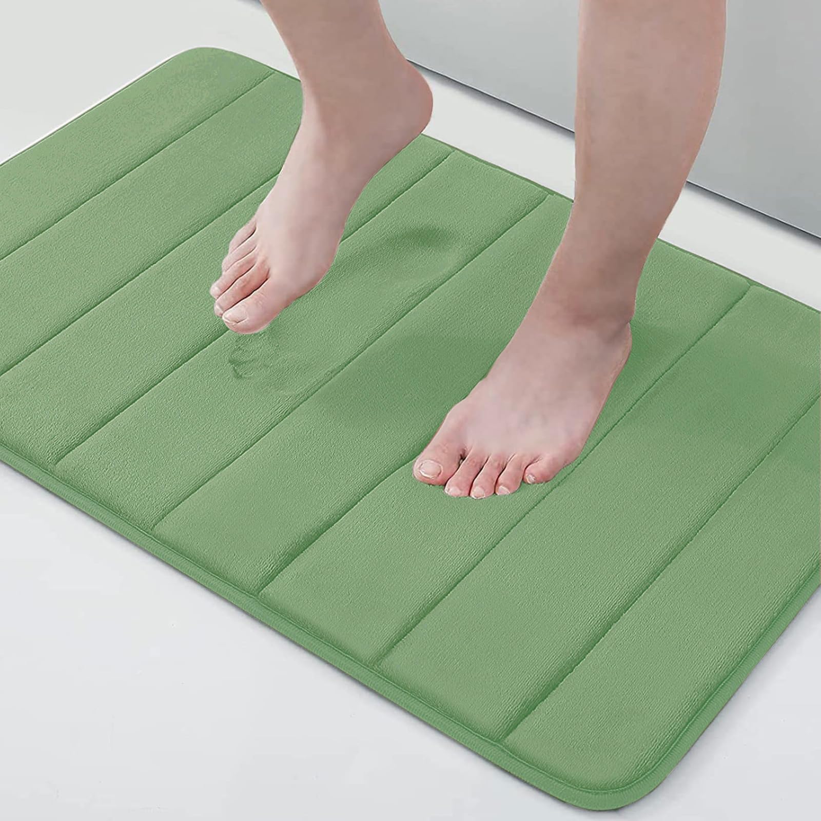 Tapete De Banho Memory Foam Buganda Ultra Soft 30x50cm Verde Oliva