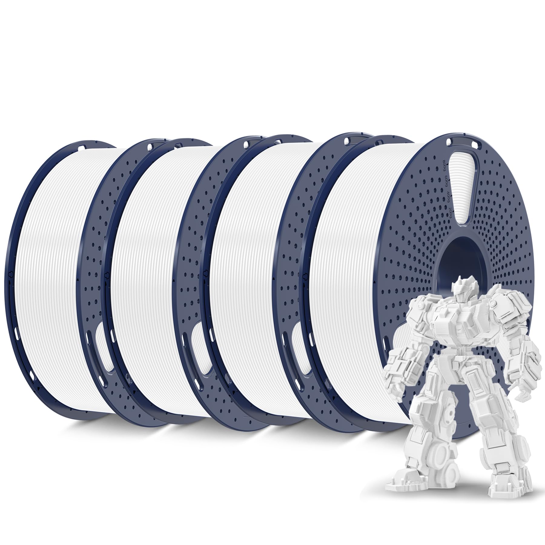 Filamento Para Impressora 3d Sunlu Pla Plus 1,75 Mm 4 Kg, 4 Pacotes, Branco