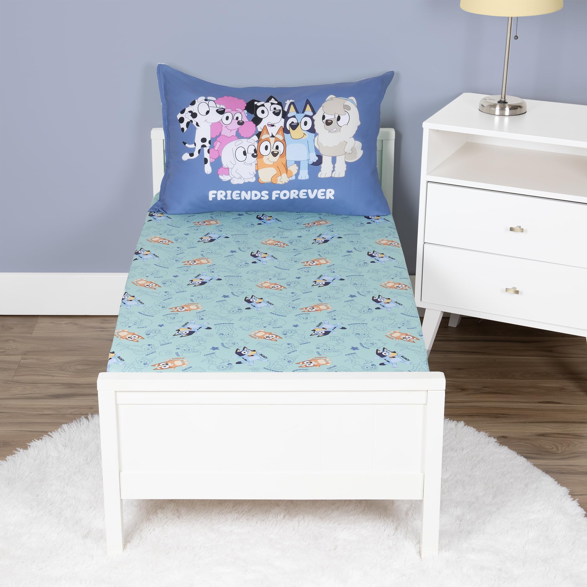 Conjunto De Lençóis Bluey Para Cama Infantil Ou Colchão De Berço Verde