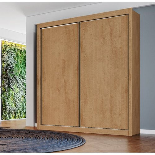 Guarda Roupa Solteiro 2 Portas De Correr 4 Gavetas Zurique Móveis Europa Amêndoa/off White