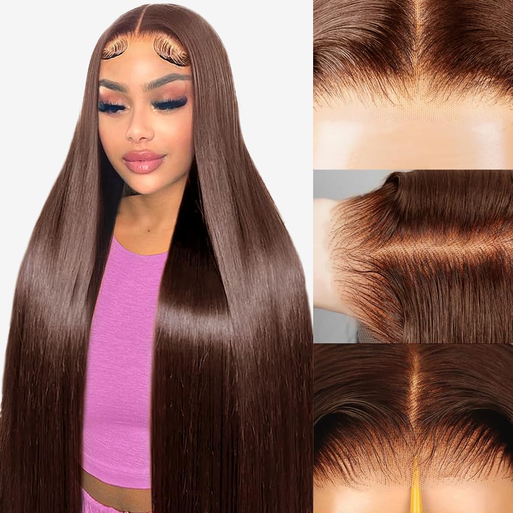 Peruca Tuziyi Chocolate Brown Human Hair 28 Polegadas Com 220% De Densidade