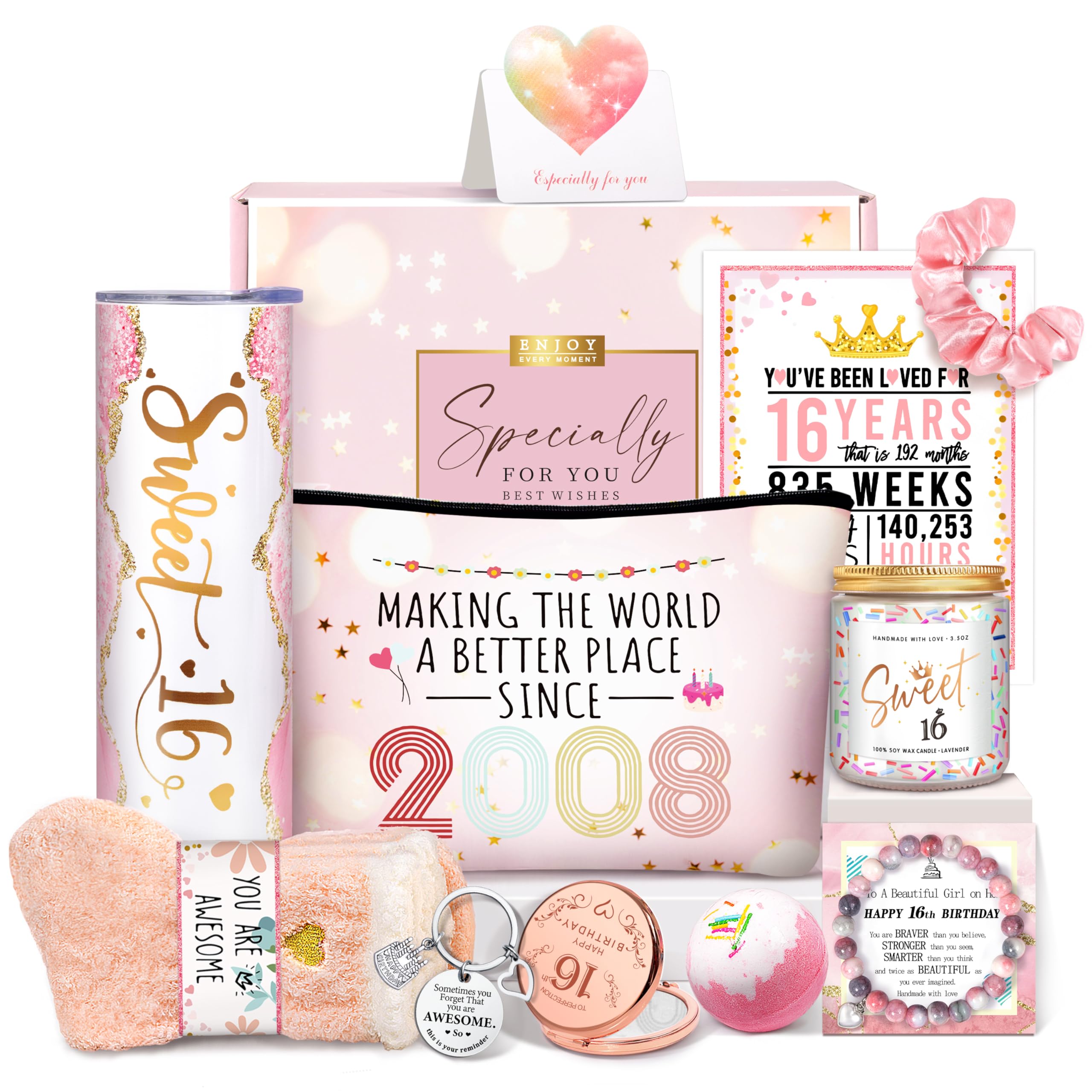 Conjunto De Presentes Ueraor Sweet 16 Para Meninas Com Copo, Meias E Muito Mais