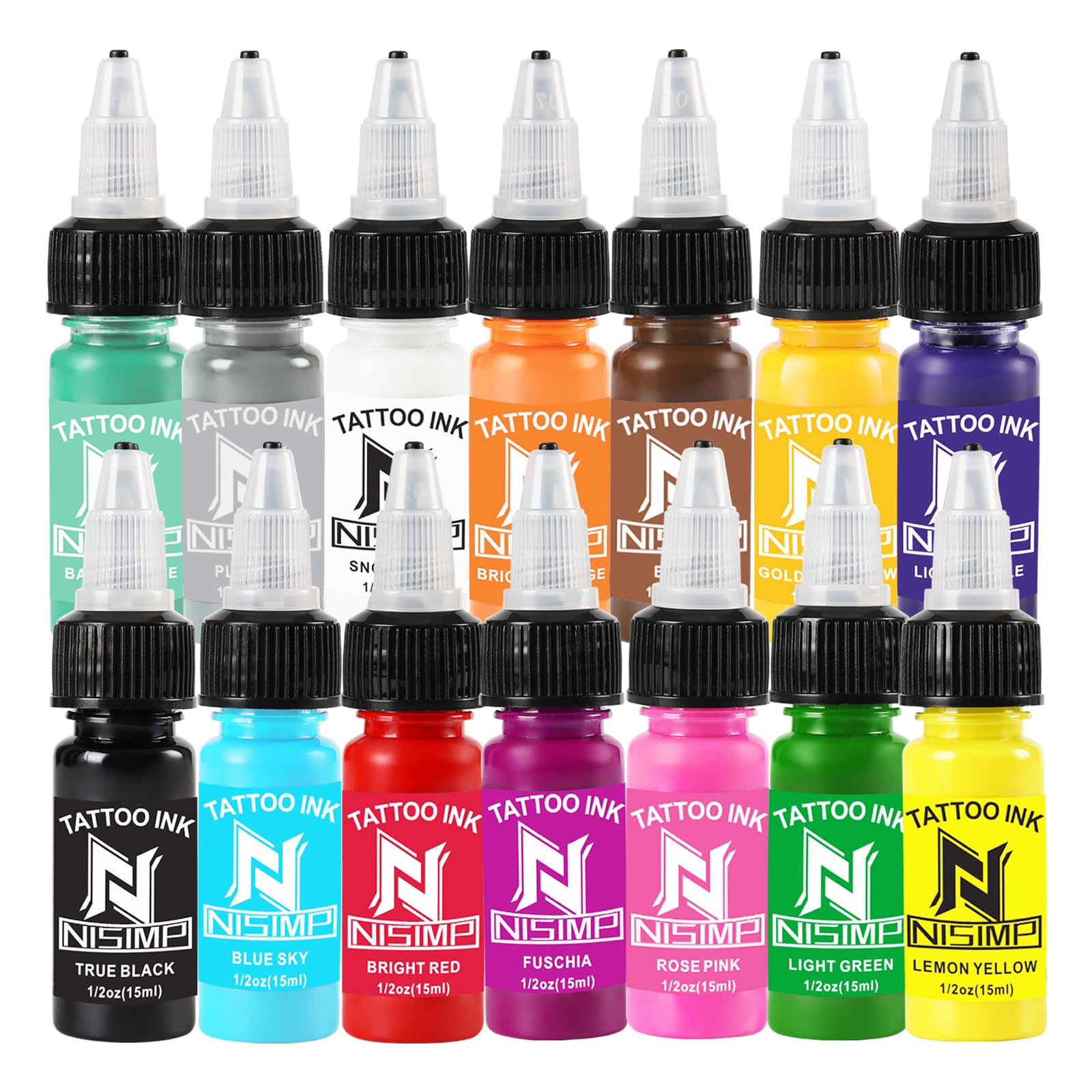 Conjunto De Tinta De Tatuagem Nisimp 14 Cores 15ml/garrafa Bright Long Last