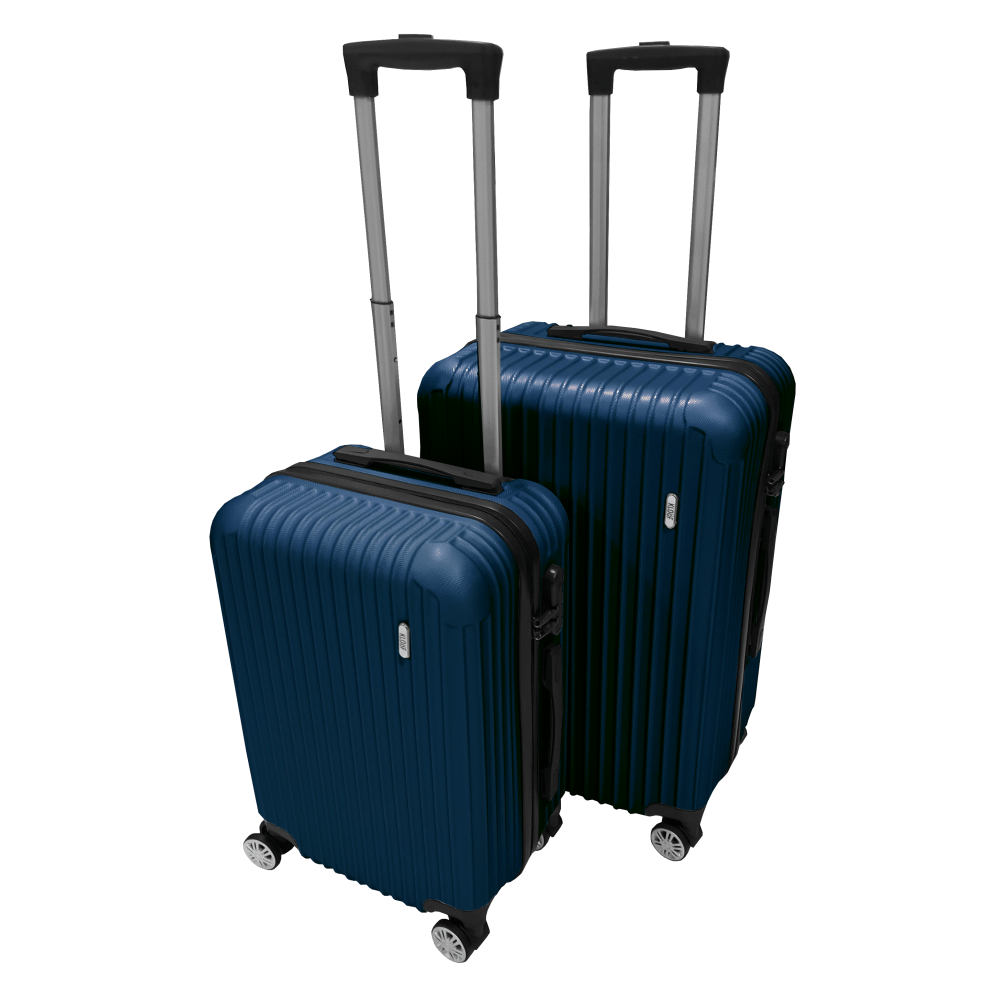 Kit Mala De Viagem Atlas 2 Peças Em Abs - P/m/g - Azul Marinho