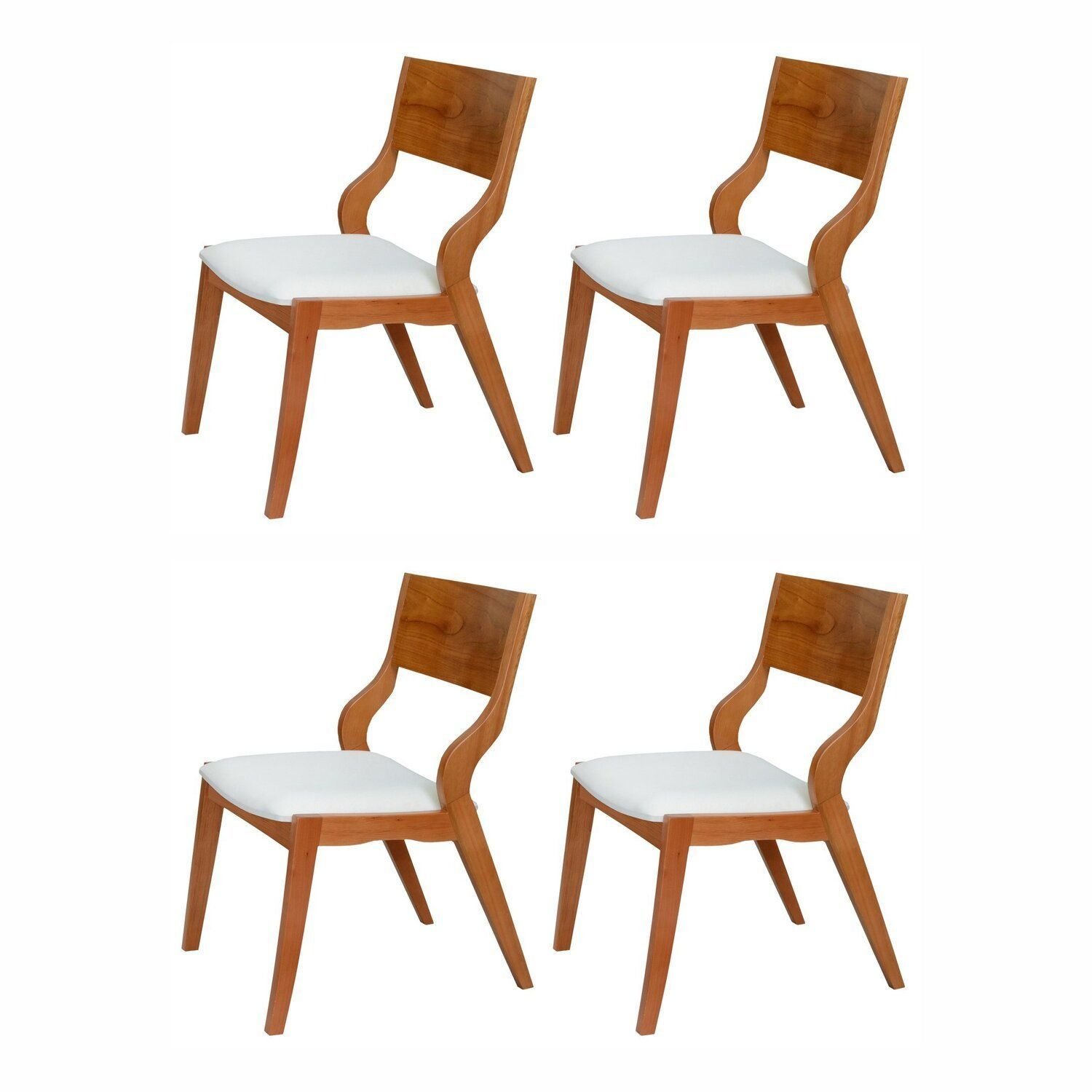 Kit 4 Cadeiras Madeira Maciça Multilaminada E Estofada Pérola Espresso Móveis Champagnhe/marrom Claro