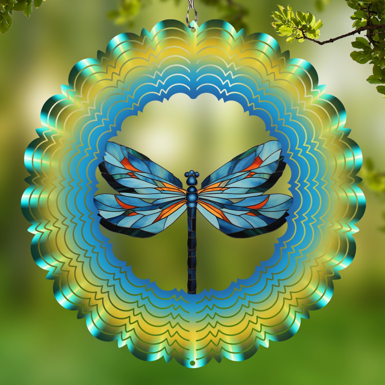 Wind Spinner Cawalap Dragonfly 3d 30cm Em Aço Inoxidável