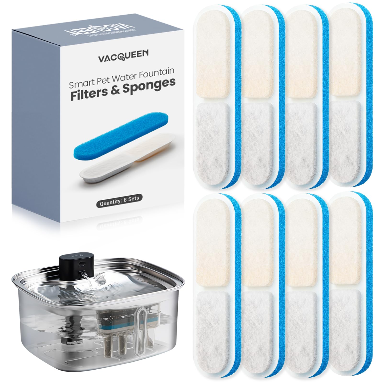 Dispensador De Água Para Cães Vacqueen 10l Em Aço Inoxidável