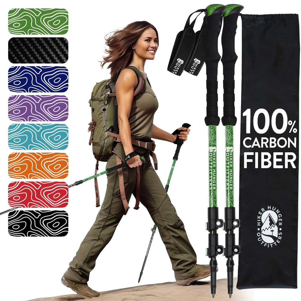 Trekking Pole Hiker Hunger Fibra De Carbono Para Caminhadas - Verde