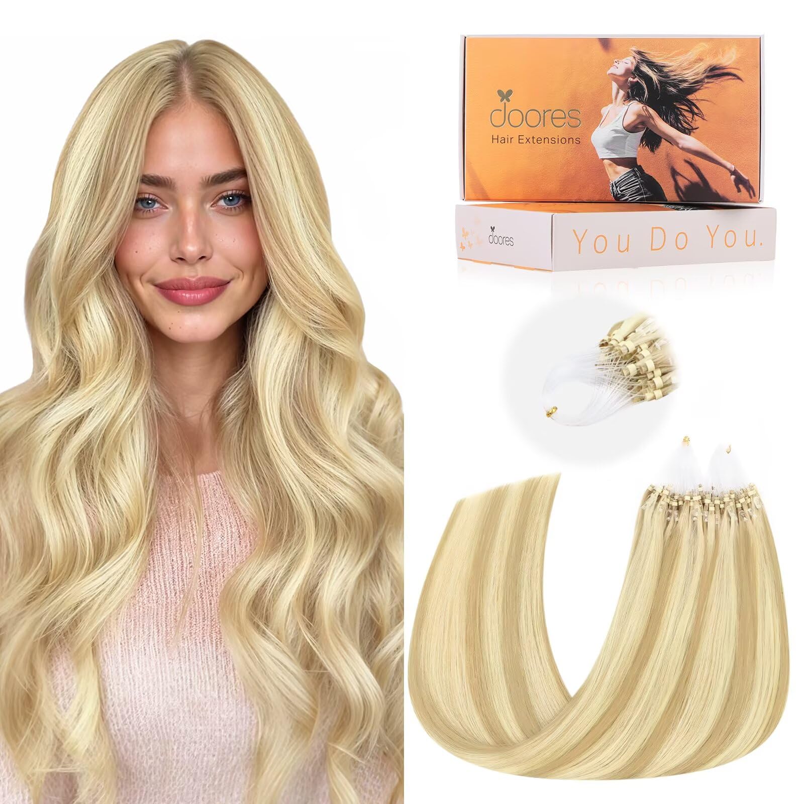 Extensões De Cabelo Doores Microlink Human Hair 24 Polegadas 50g