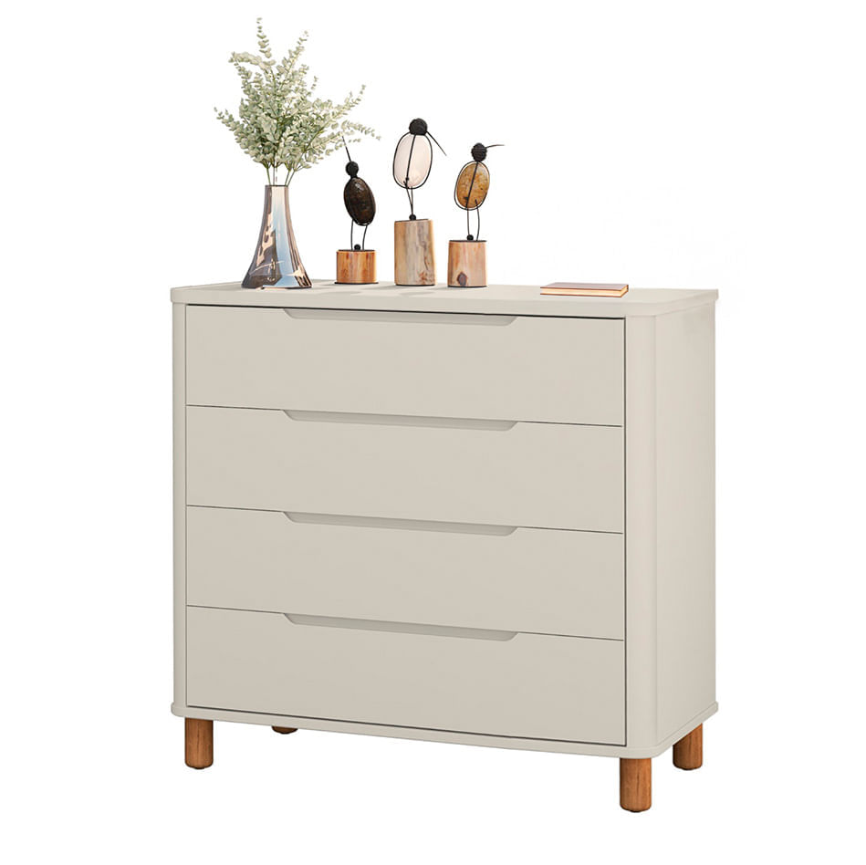 Cômoda Boom 4 Gavetas Com Pés Mel Nordic - Areia