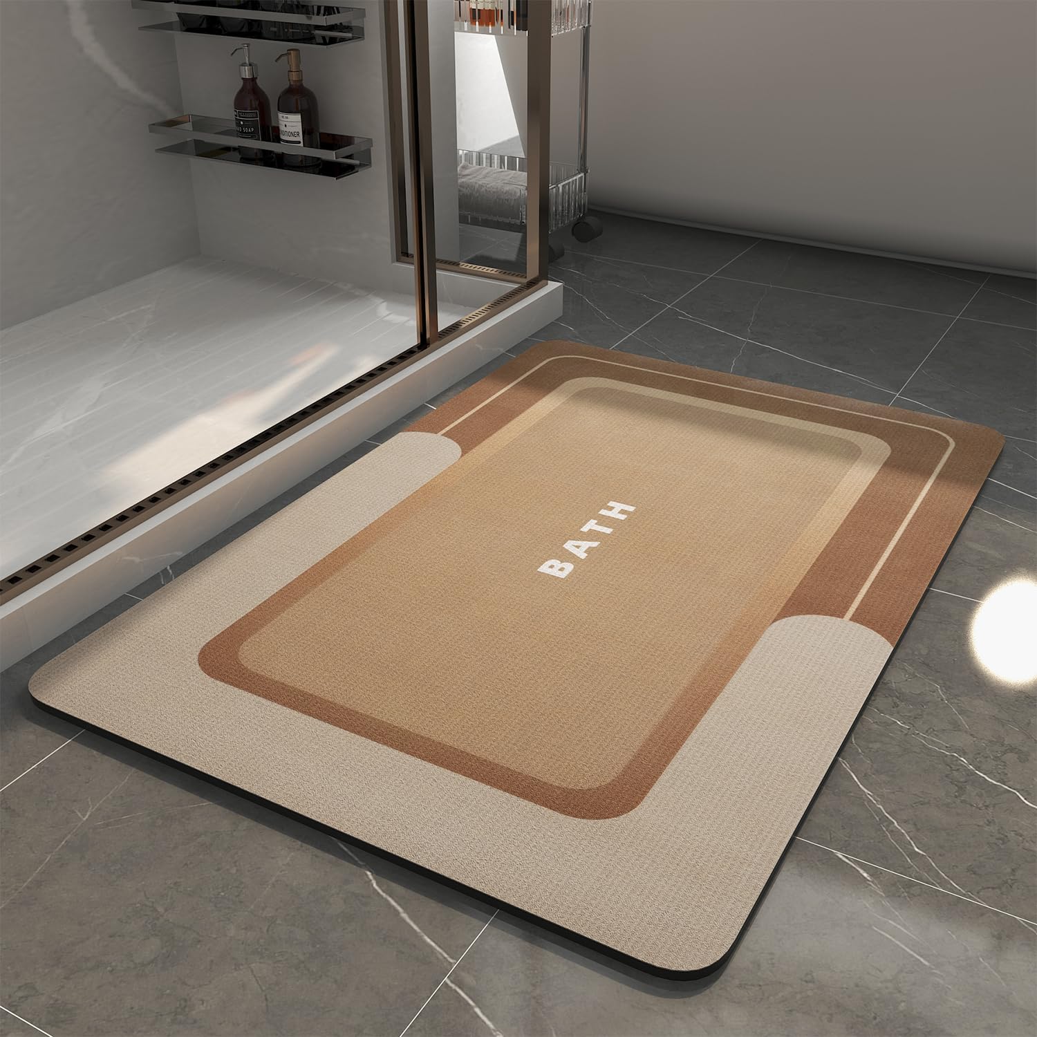 Tapete De Banho Montvoo Bathroom Antiderrapante Absorvente Quick Dry Brown