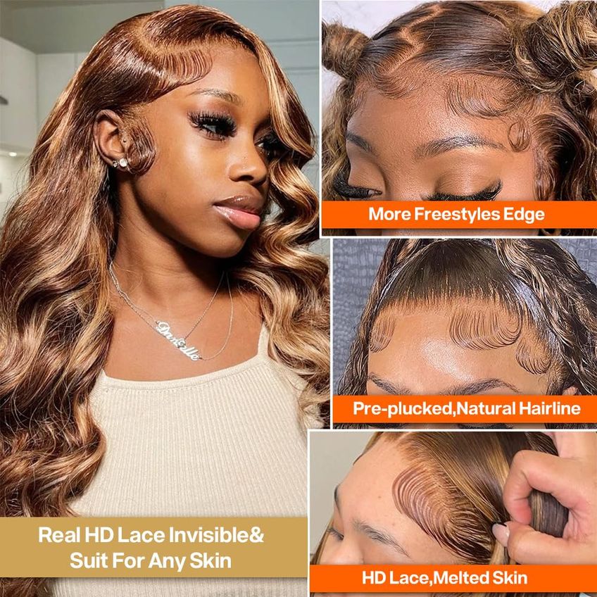 Perucas Frontais De Renda Yamikk Honey Blonde Human Hair 22" - imagem 2