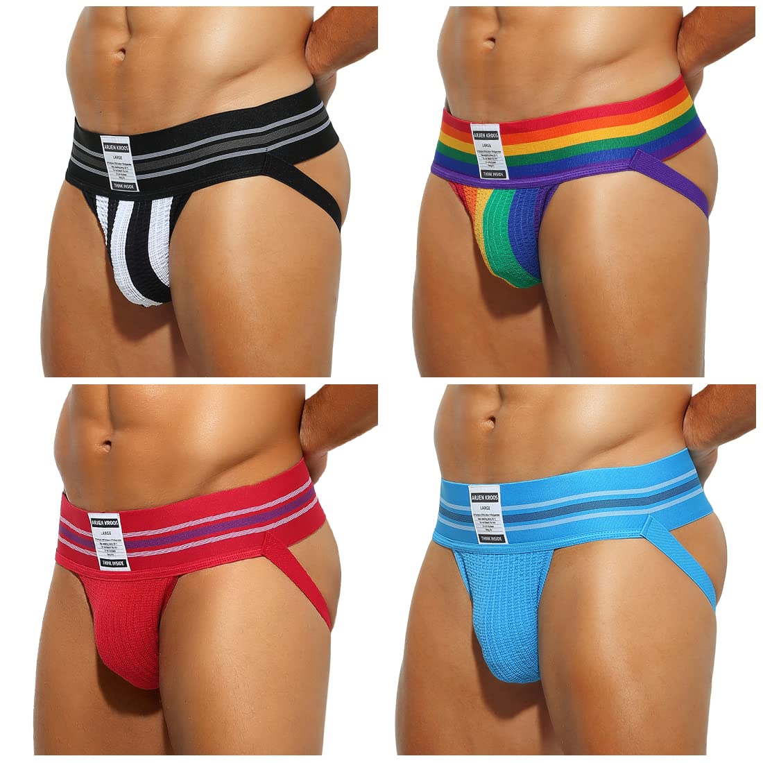 Pacote Com 4 Roupas Íntimas Masculinas De Alta Elasticidade Jock Strap Arjen Kroos