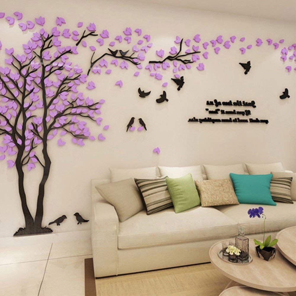 Adesivos De Parede 3d Tree Diy Tree And Birds Decalques De Parede