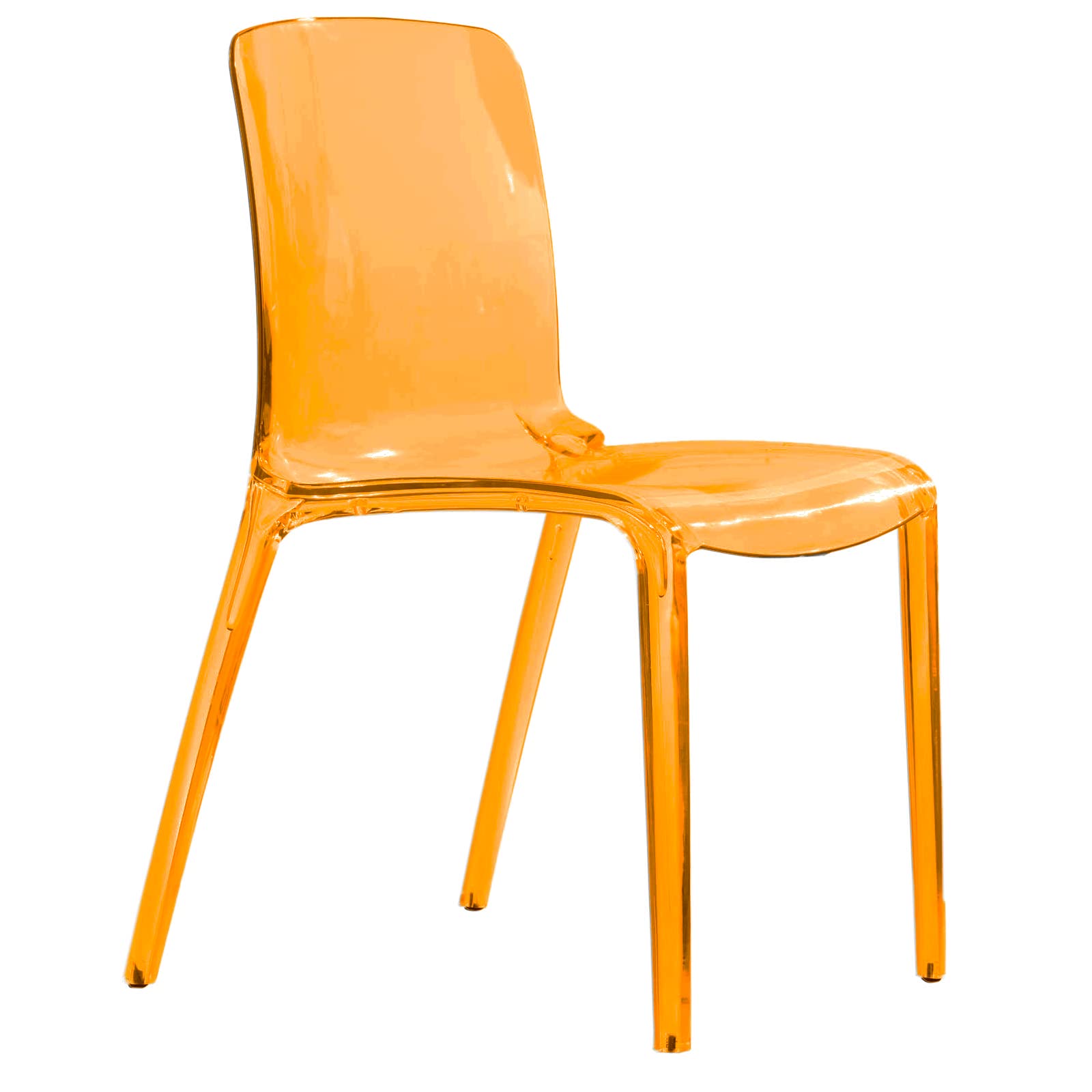 Cadeira De Jantar Leisuremod Midcentury Modern Transparente Laranja