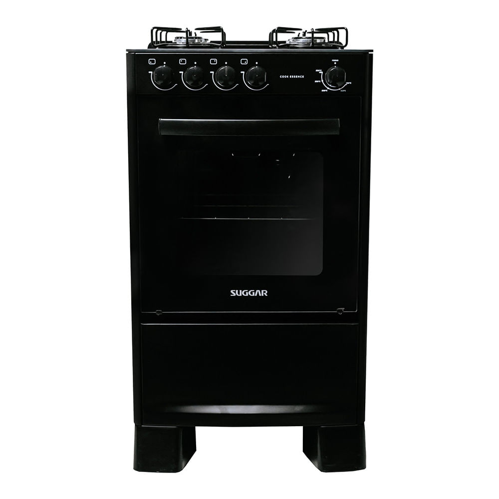 Fogão 4 Bocas Suggar Cook Essence Preto Mesa em Vidro - Bivolt - Fgvcge410pt