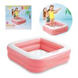 Piscina Soft Fundo Inflável Quadrada 86cm Rosa-claro