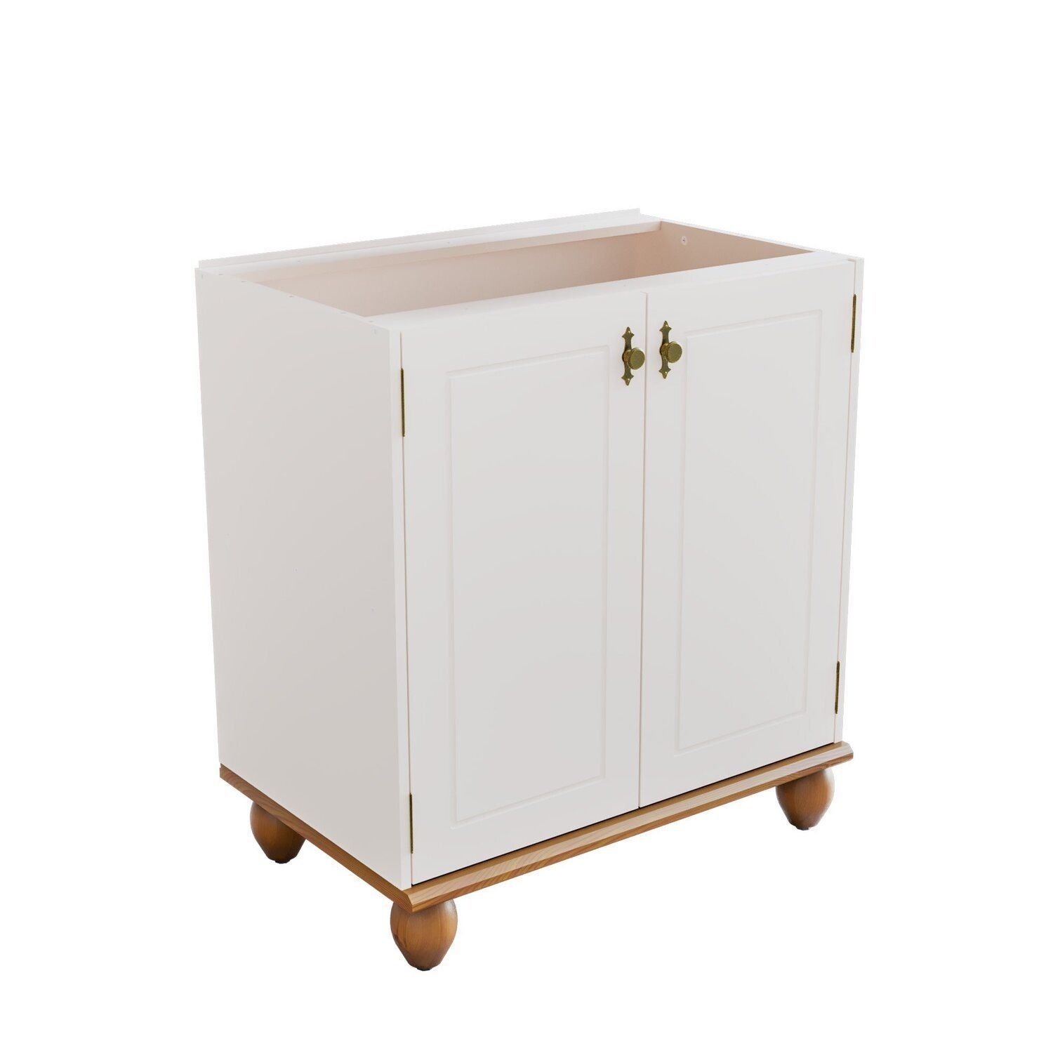 Balcão 2 Portas Com Base E Pés De Madeira Maciça Joy Off White