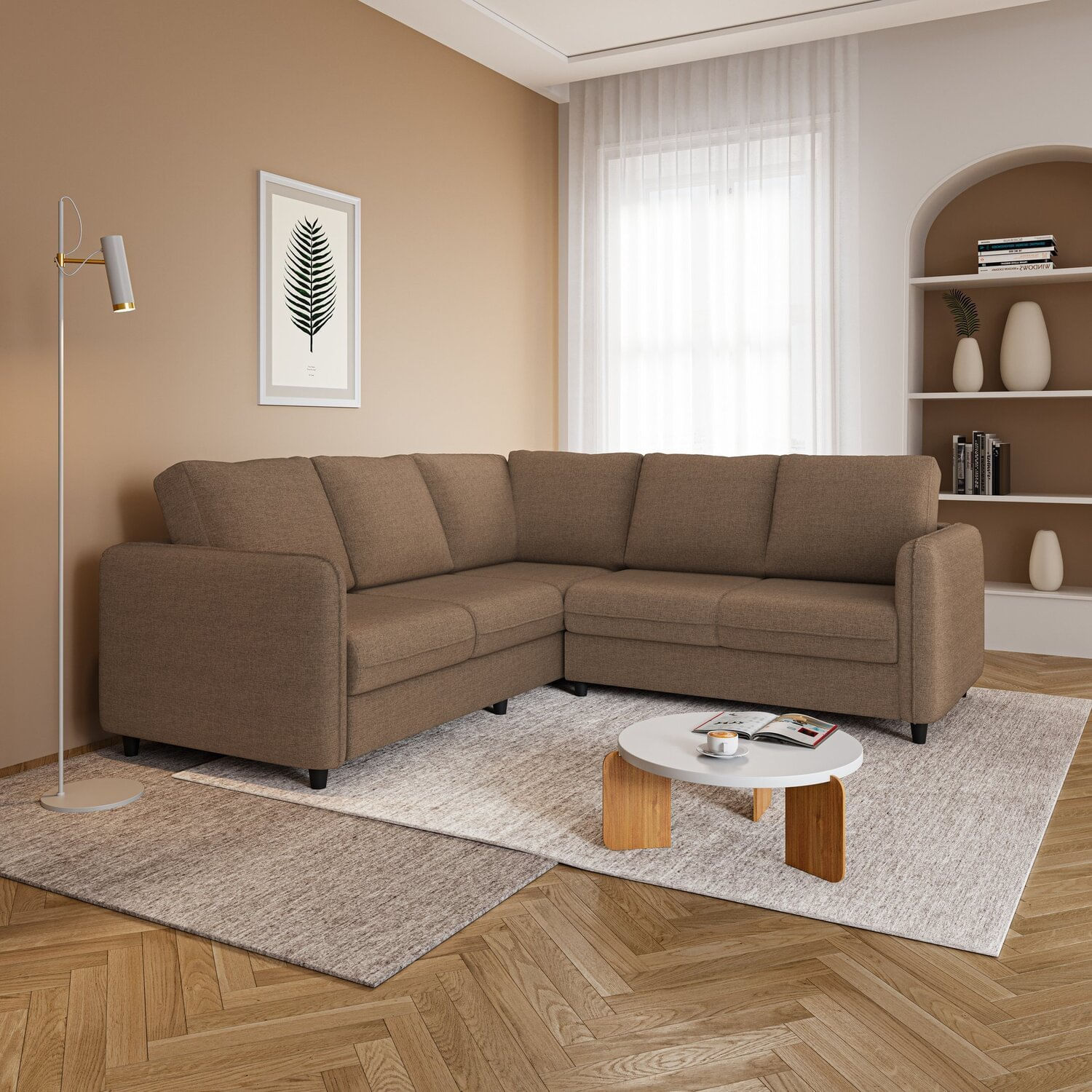 Sofá De Canto 5 Lugares Em Linho Cabecasa Madeiraoriginals Castor