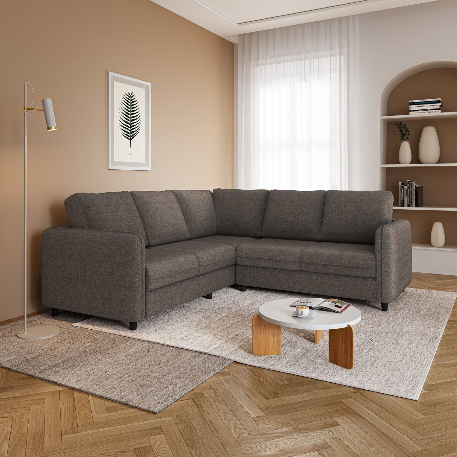 Sofá De Canto 5 Lugares Em Linho Cabecasa Madeiraoriginals Grafite