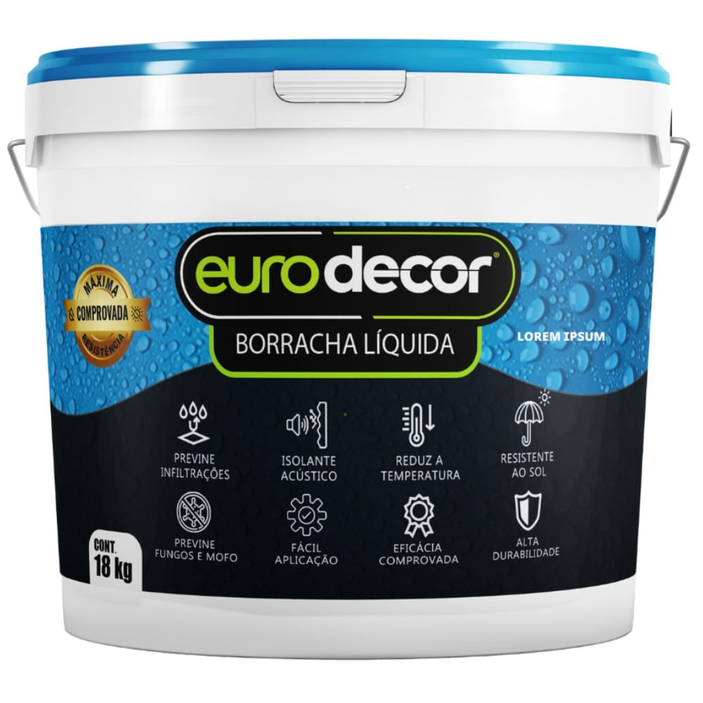 Borracha Líquida Impermeabilizante Com 18 Kilos Preta - 03.01.01.0042 - Eurodecor Eurodecor