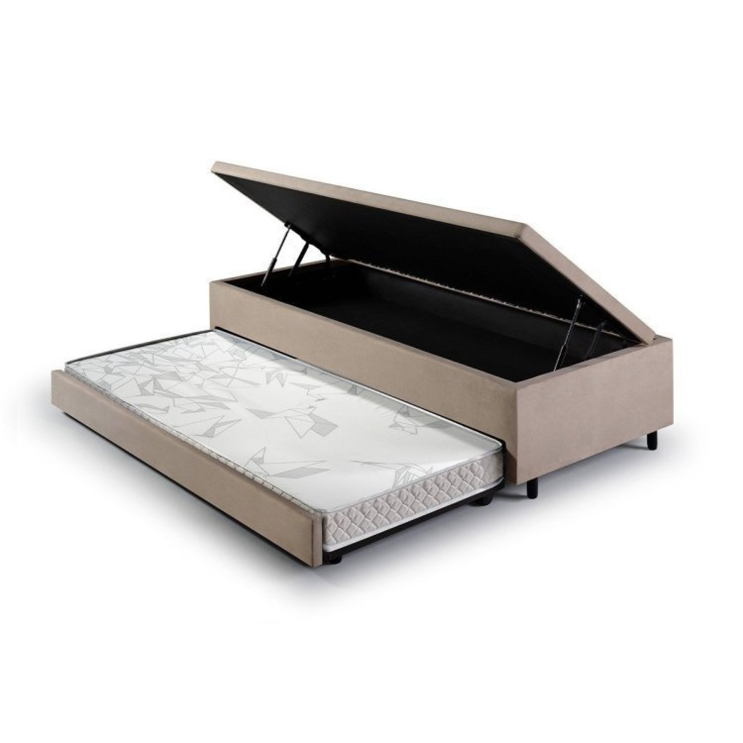 Bicama Com Baú Solteiro Reforçado Em Suede 88x188cm Bege