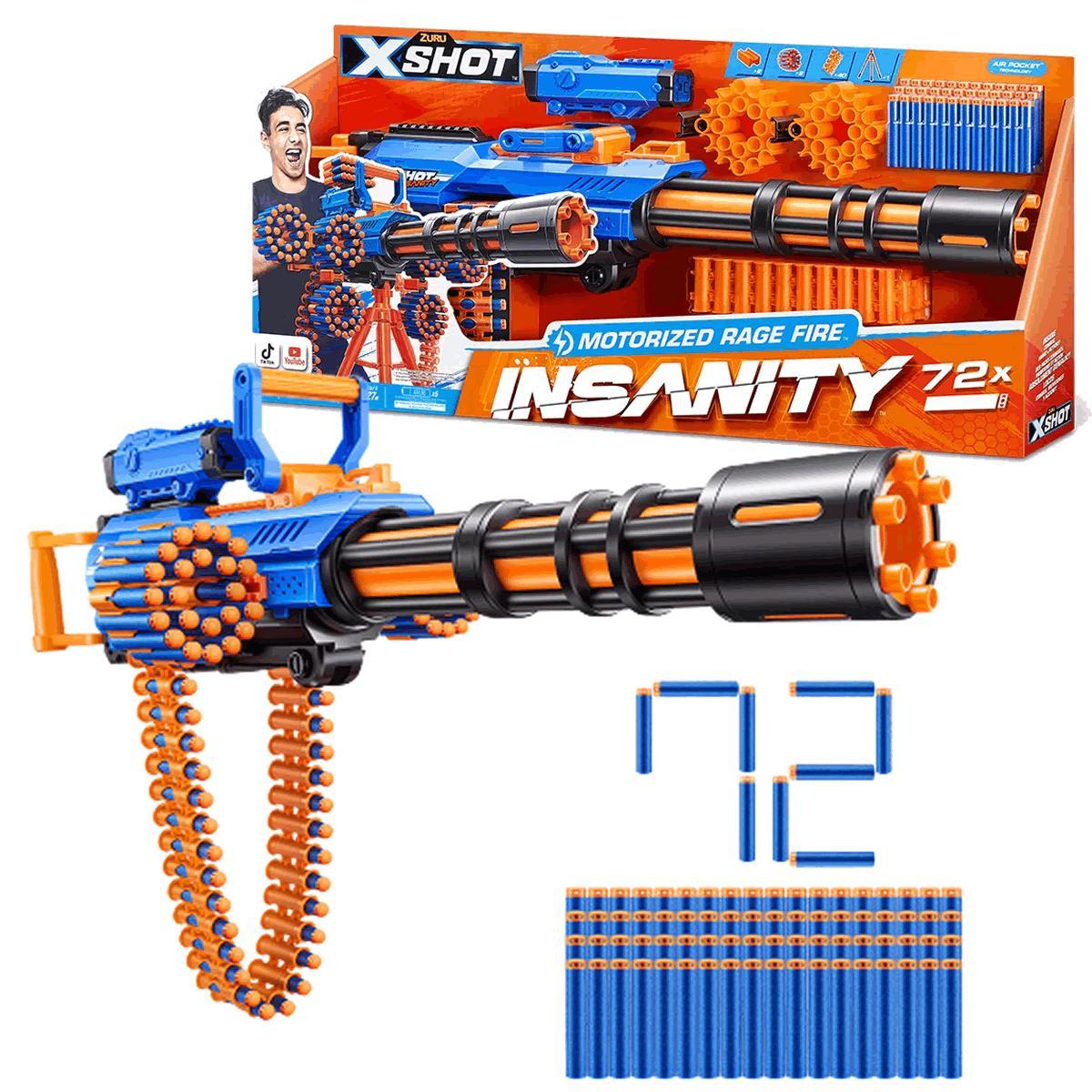 Lançador X Shot Insanity Motorizado Rage Fire Com 72 Dardos