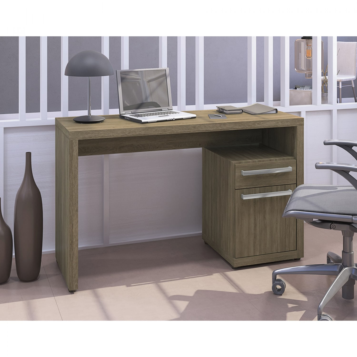 Escrivaninha para Notebook com Armário S970 Kappesberg Nogal