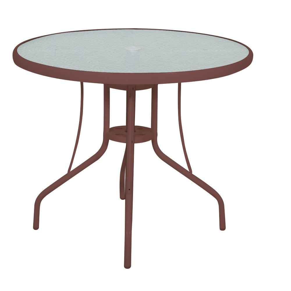 Mesa Para Jardim Com Tampo De Vidro Redonda Noronha Bel