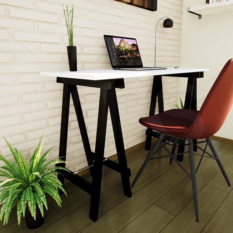 Escrivaninha Cavalete Prática MaderSilva Preto/Branco