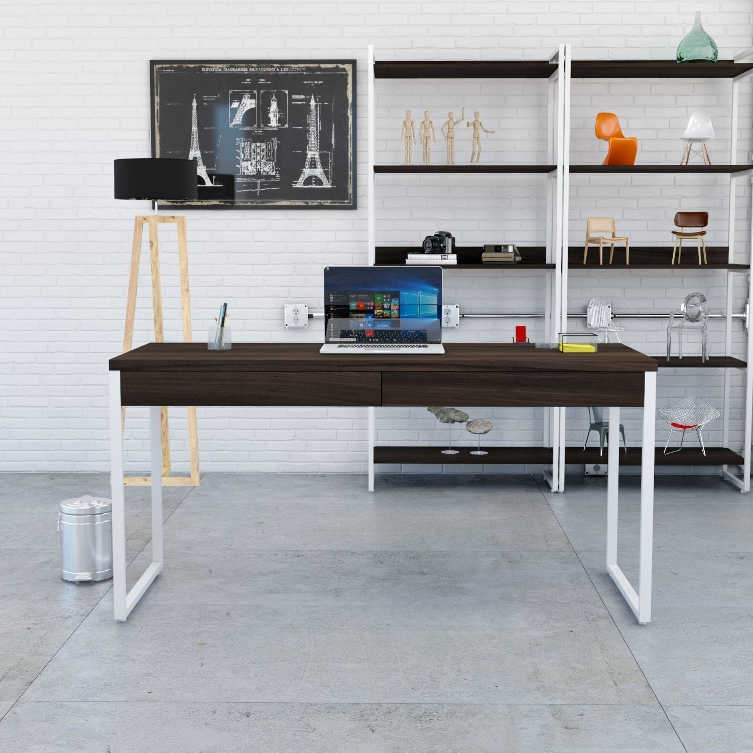 Mesa Para Escritório 150cm 2 Gavetas Kuadra