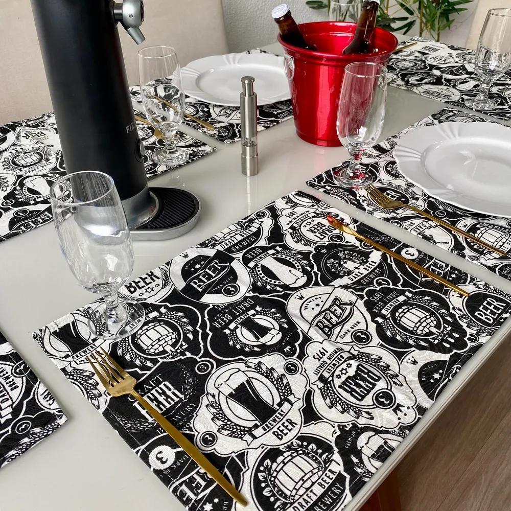 Jogo Americano Retangular 4 Lugares - Mesa Posta Happy Hour