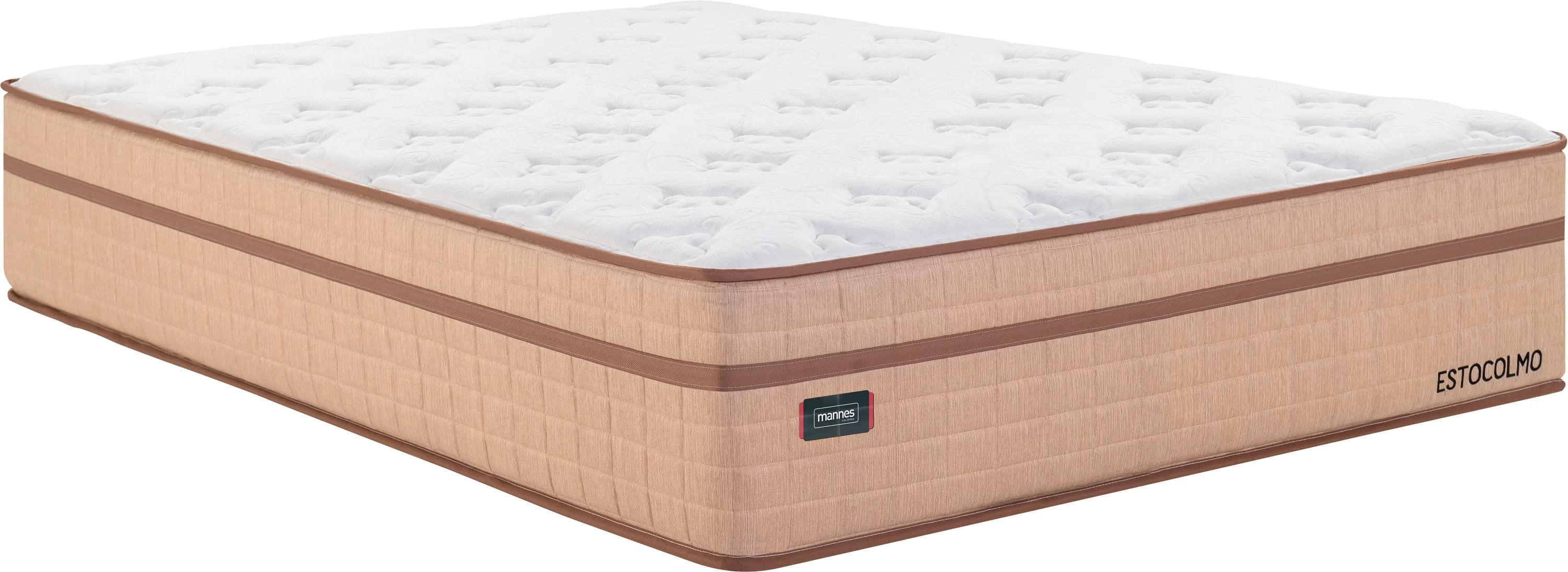 Colchão Super King Molas Ensacadas 193x203x36cm Estocolmo Mannes Branco/Bege