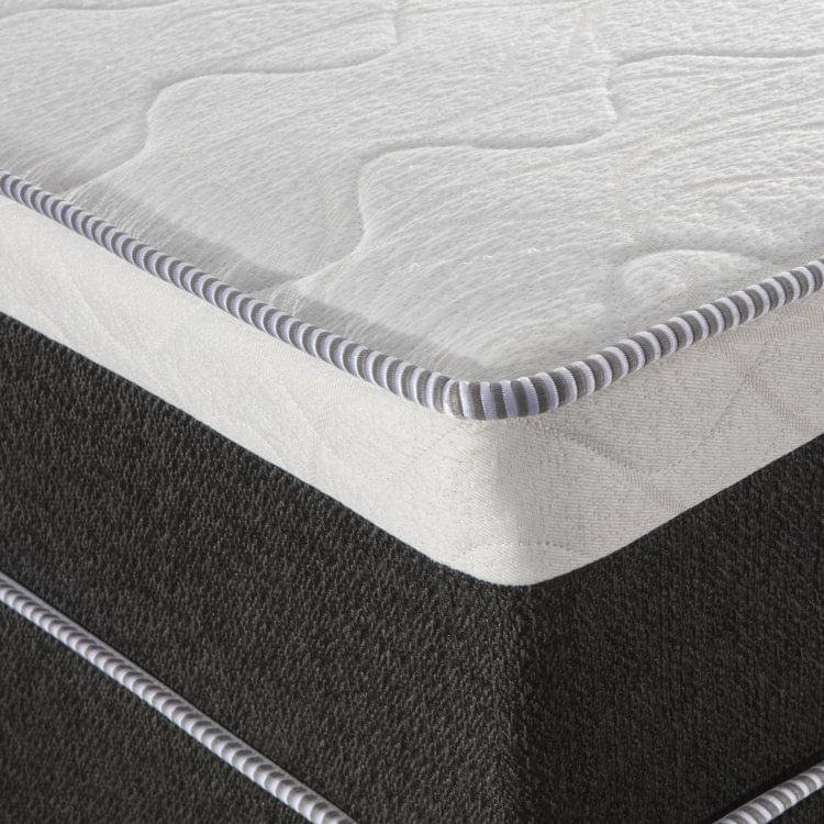 Cama Box Solteiro Gemini 0,88x1,88x68cm Molas Ensacadas Montreal Tecido artemis preto, Malha apolo branca