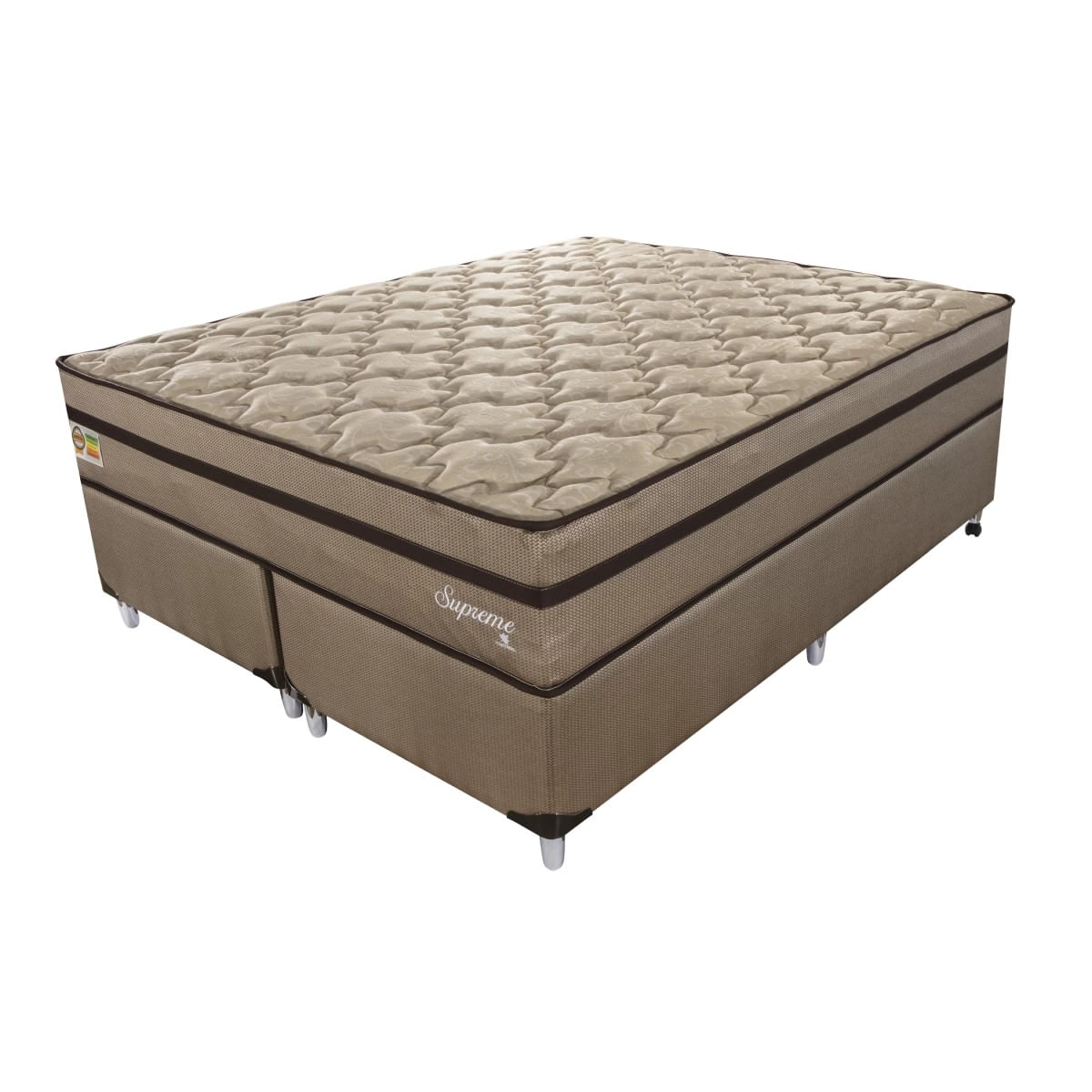 Cama Box Casal Supreme 1,93x2,03x0,60cm Molas Ensacadas Montreal Tecido poliéster Dourado, Jacquard Tipo Malha Dour
