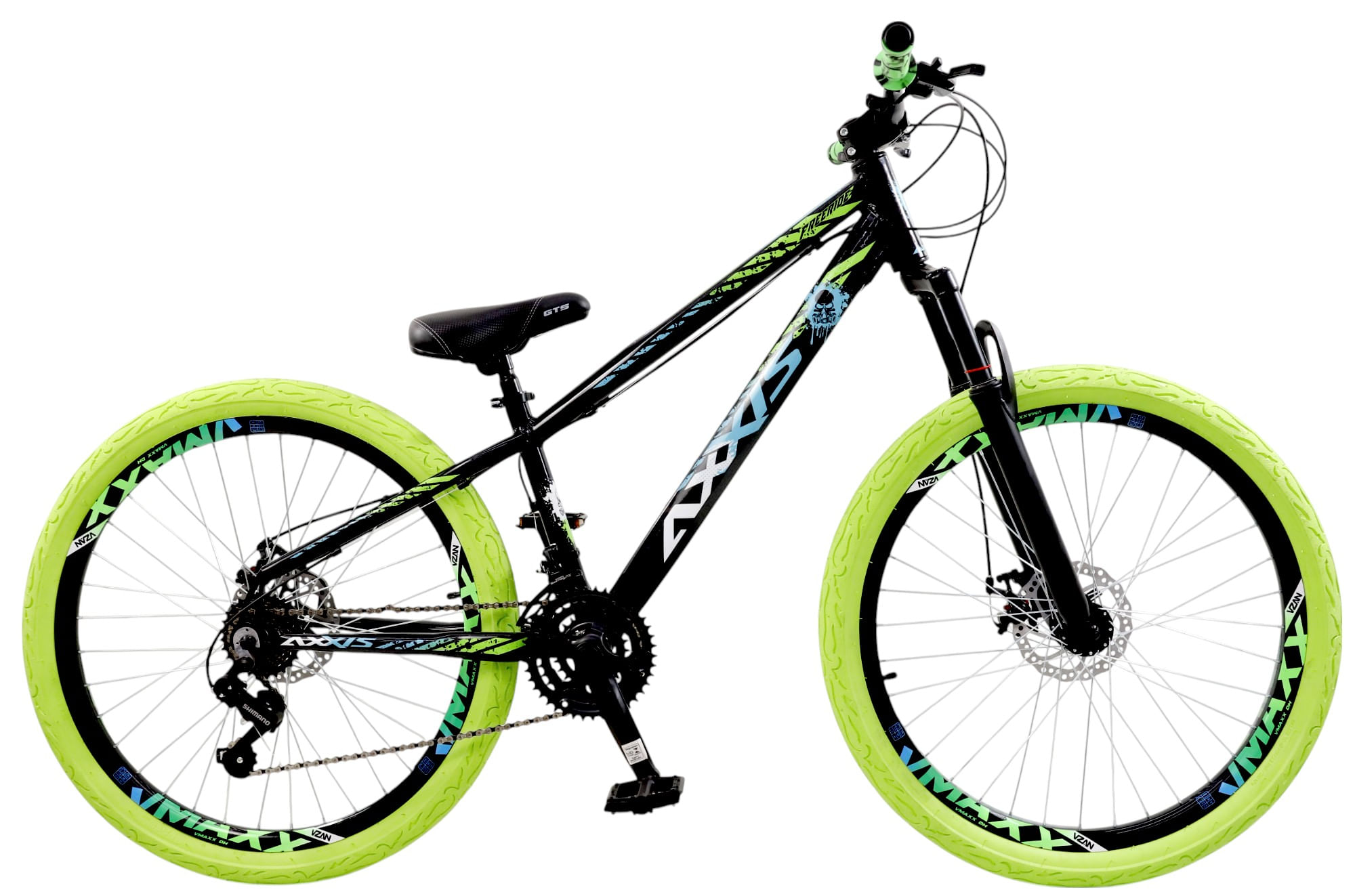 Bicicleta Aro 26 Axxis Freeride 21v Shimano Pneu Colorido - Azul/verde - 13