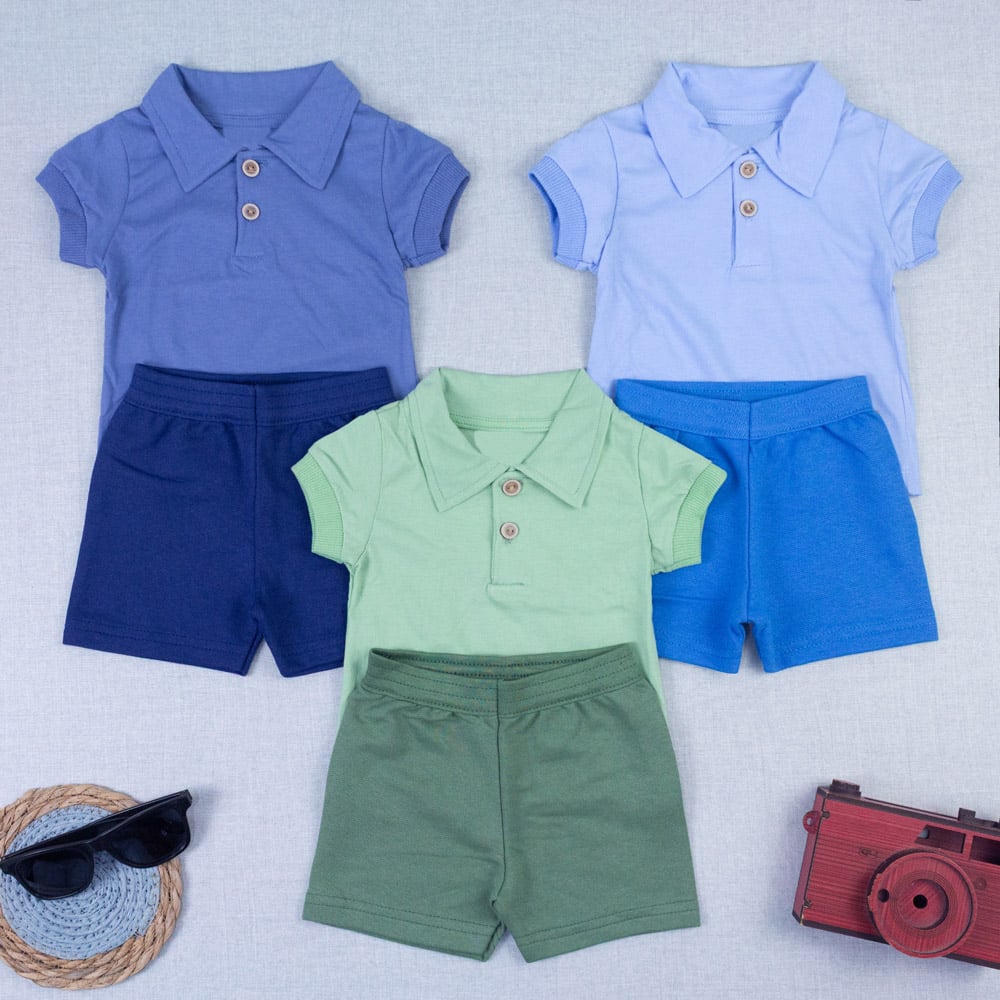 Conjunto Bebê Gola Polo Manga Curta Bermuda Verão Menino