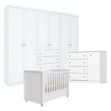 Quarto Infantil Mississipi 6 Portas Com Berço Tutto New Branco Fosco - Henn