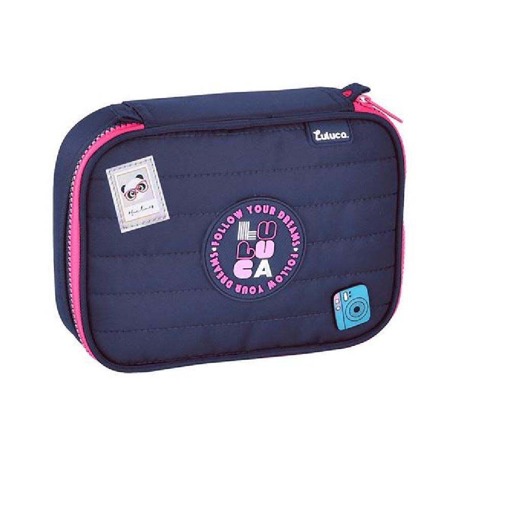 Estojo Luluca Simples 22x16x6cm Ref Lu24640 Marinho/rosa