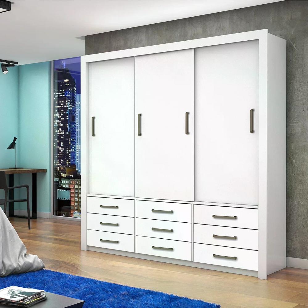 Guarda Roupa Casal Anjos 3 Portas Carioca Móveis Branco