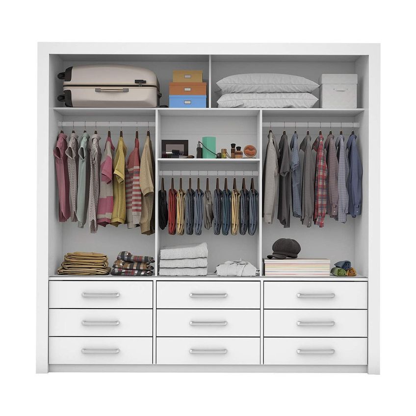 Guarda Roupa Casal com Espelho 3 Portas Anjos Carioca Móveis Branco - imagem 5